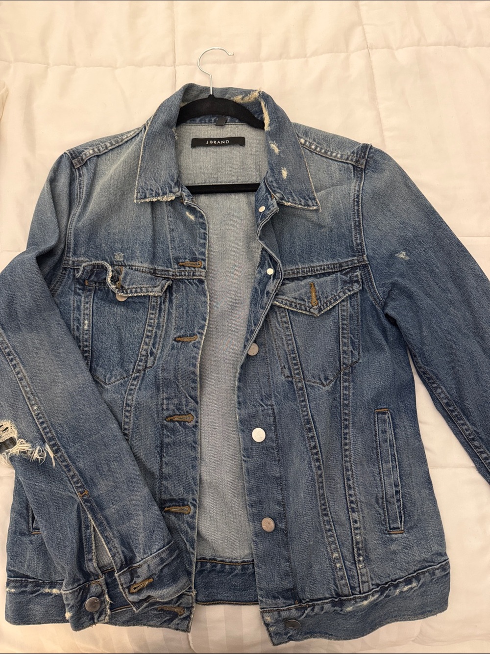 J Brand Men's Light Blue Distressed Denim Jacket